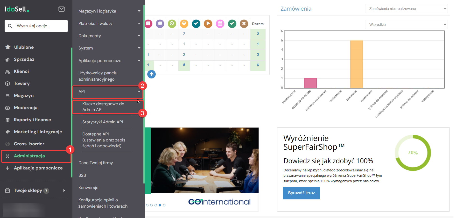 Klucze dostępowe do Admin API w IdoSell